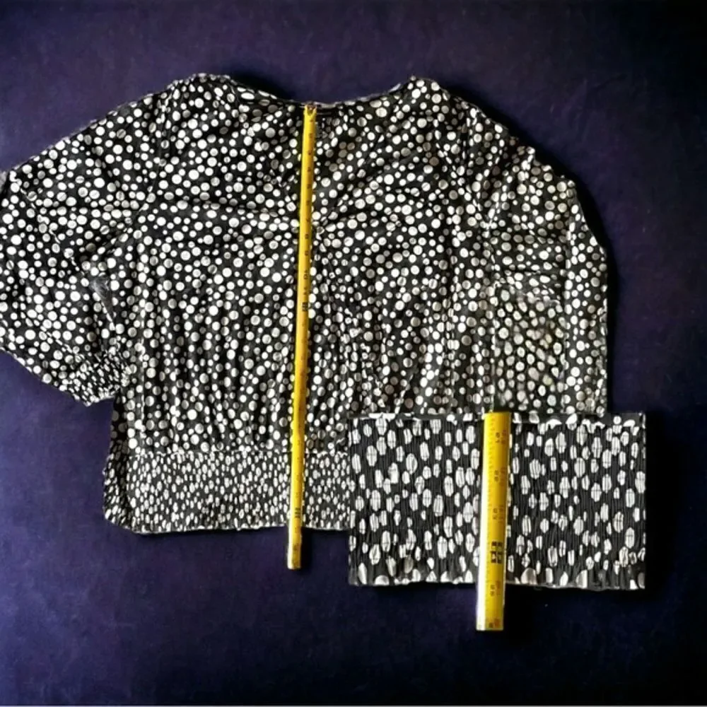 INC l Black ‘n White l Polka Dotted l Sheer Blouse l Long Sleeve l Sheer l 3X